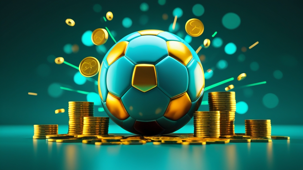 online football betting concept with soccer ball and coins
